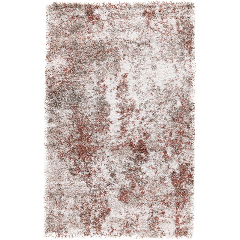 Hudgens Performance Abstract Shag Area Rug, Rectangle 10' x 14', Red/Beige