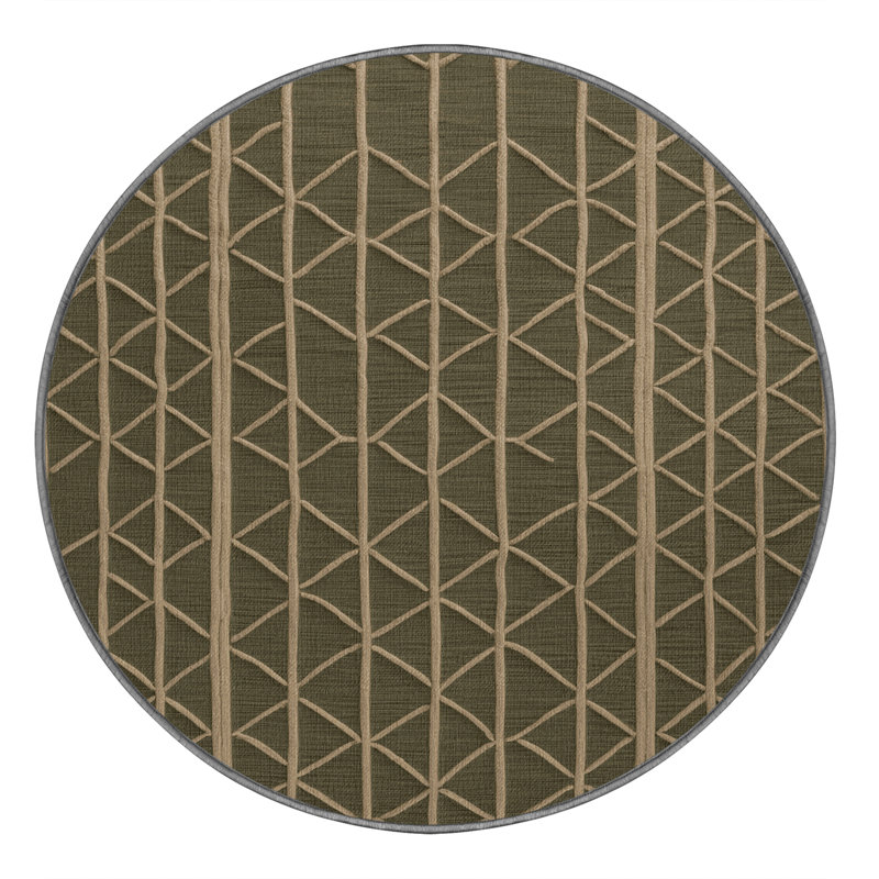 Machine Washable Trellis Brown Area Rug, Round 3'