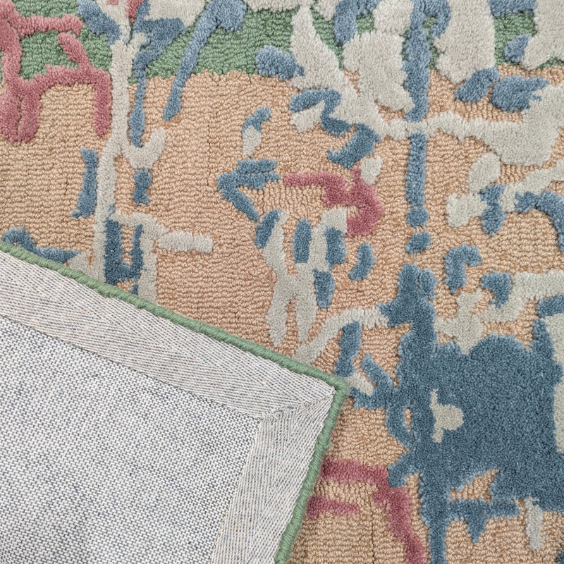 Great Bay Hand-Tufted New Zealand Wool Rug High-Low Textured Abstract Bordered, 10' x 14'