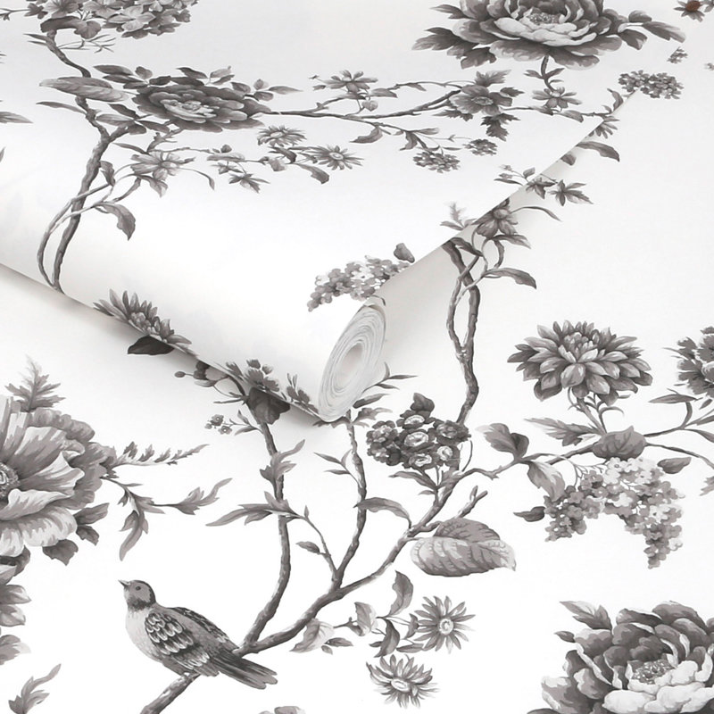  Floral Vine Russet Wallpaper, Black