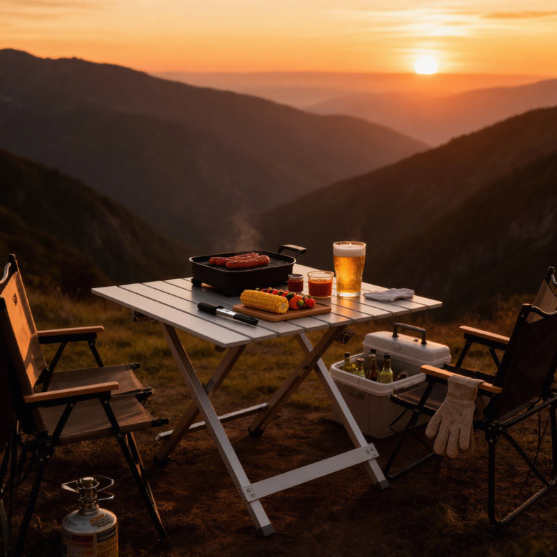 Silver Lightweight Aluminum Outdoor Camping Leisure Table