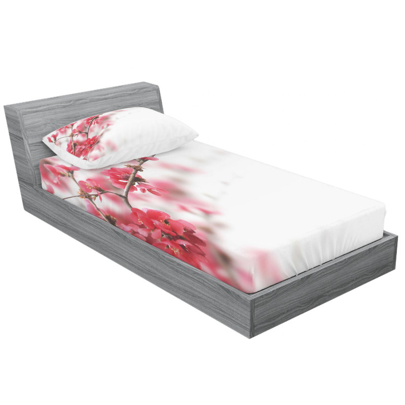 Microfiber Floral Sheet Set, Twin XL Sheet Set with Fitted Sheet