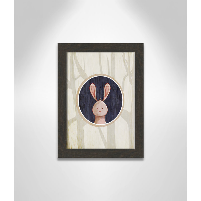 «Juvenile Forest Animals», impression sur papier, H 14 po x l 10 po x P 0,6 po, Cadre plat à grain de bois noir