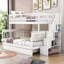 Lit superposé simple au-dessus d'un lit double avec lit gigogne et tablettes Dequanda-891613883