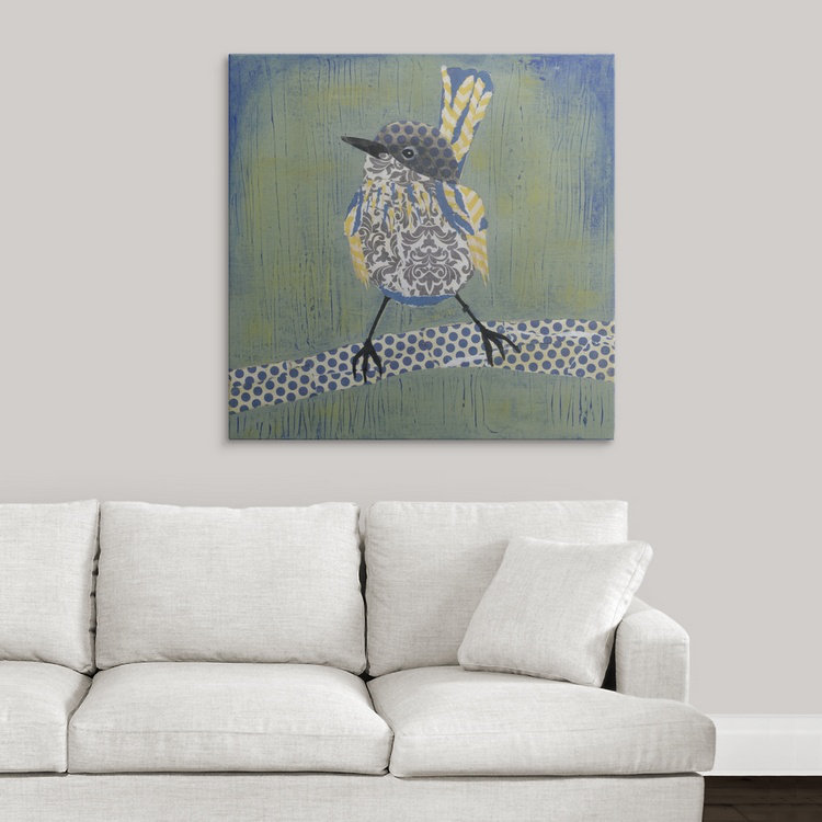 « i », reproduction d’impression dépilée Patchwork Wren, H 24 po x l 24 po x P 1,5 po, Toile