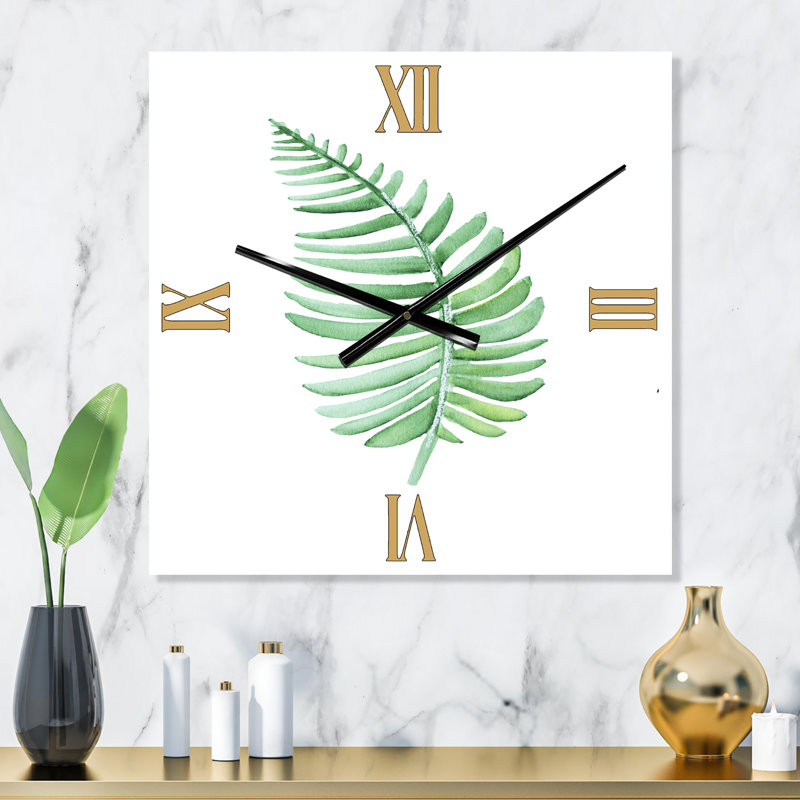 Horloge murale de style tropical feuille de Monstera III, Grand