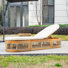 Outdoor Acacia Chaise Lounge With Cushion And Table