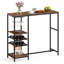 48" Long Bar Table with Storage Shelves Wine Racks & Stemware Holders for Kitchen