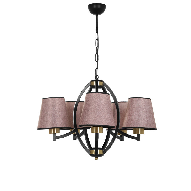 Lustre géométrique à 5 lumières Roark, Noir, Rose