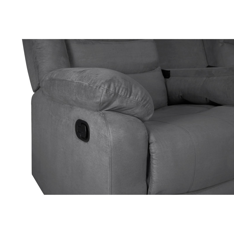 Reclining Sectional Sofa, Microfiber Manual 5 Seats Recliner Sectional Sofa with Cup Holders, Gray Microfiber