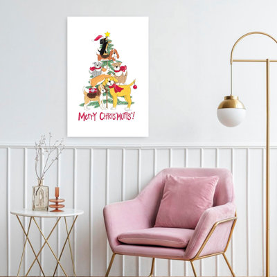 Merry Chris mutts 1 Piece Wrapped Canvas Wall Art