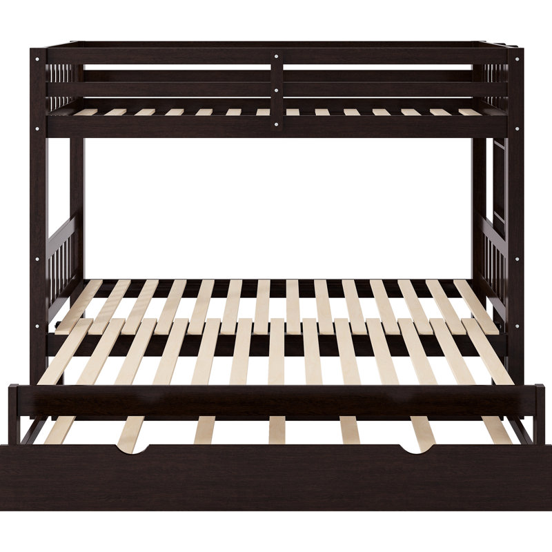 Twin Bunk Bed With Pull - Out Trundle, Space Saving For Multiple People, Full Length Guardrails, Placement Freedom, Pine And Over Trundle In , Family Gatherings, Secure Stair, Flex,