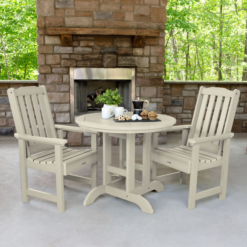 Arbnora 2 - Person Patio Dining Set with Round Table, Whitewash