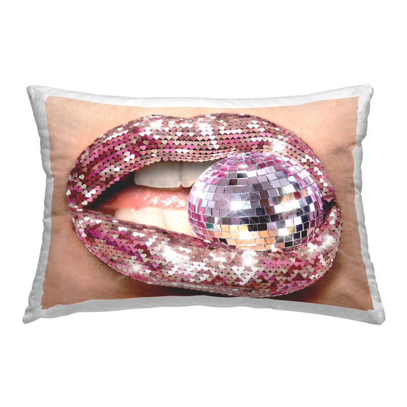 Coussin décoratif imprimé Sparkle Disco Lips par Ziwei Li