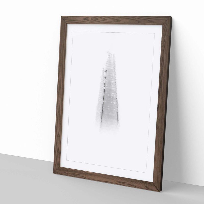 The Shard in London England Abstract Art - Picture Frame Graphic Art Print, Walnut, 50cm H x 35cm W x 2cm D