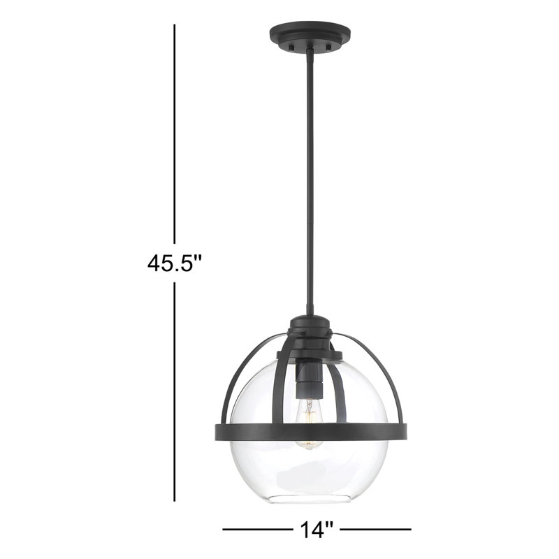 Luminaire suspendu simple en verre Margos, Noir mat