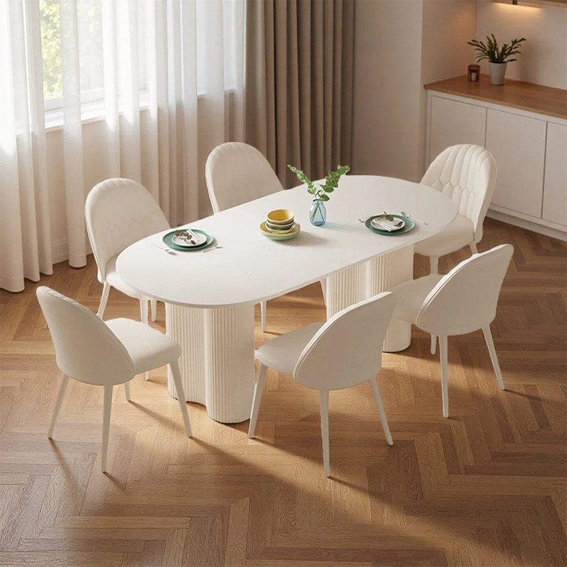 Ensembles de table de salle à manger Simple Pure White Rock Plate, 29,52 po H x 62,99 po L x 31,49 po l