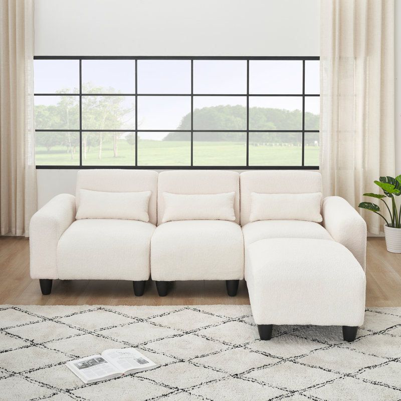 Eibe Upholstered 84.6'' Sofa, Beige Polyester Blend