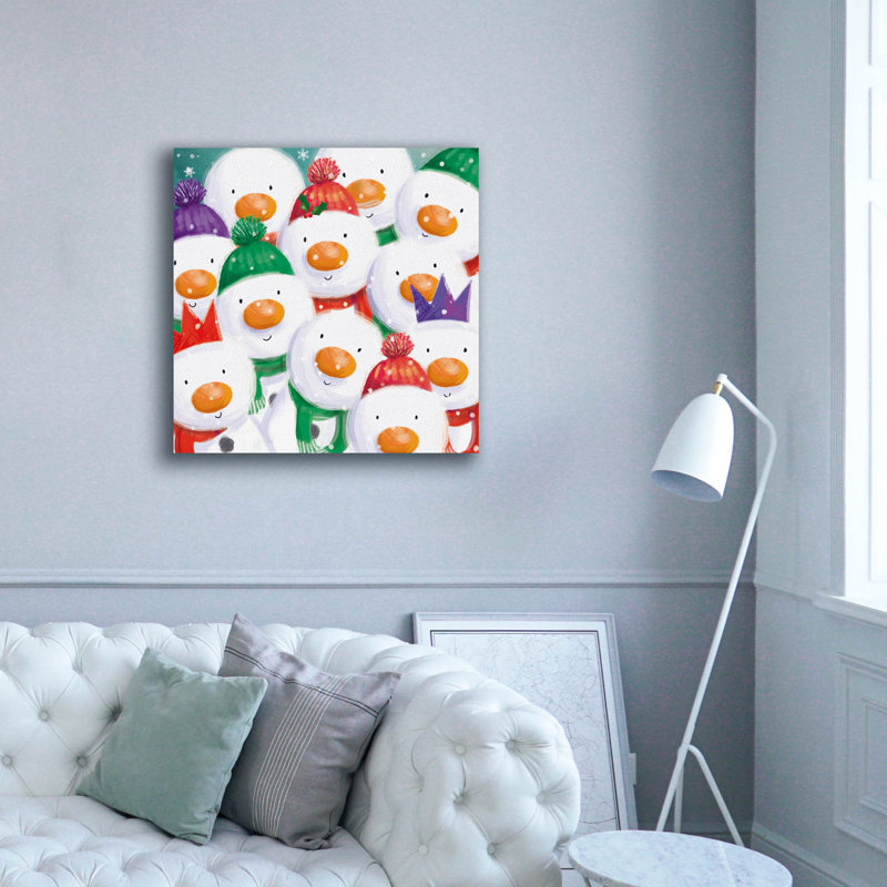  «Snowman Gathering» par Elle Media Group, art mural sur toile, 37 po x 37 po, H 37 po x l 37 po
