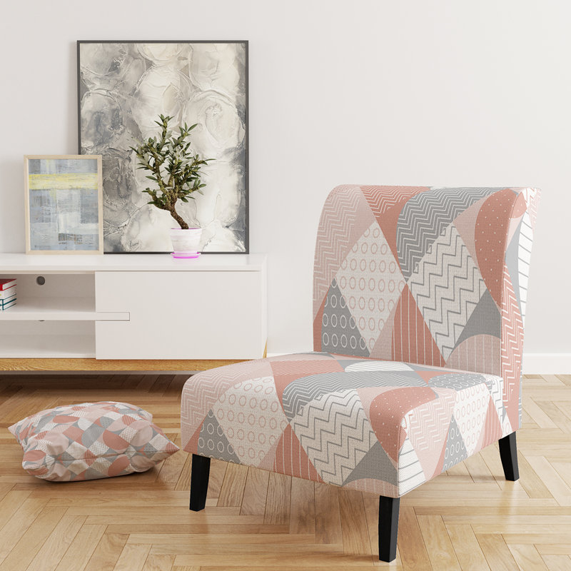 Striped Geometric - Upholstered Patterned Accent Slipper Chair