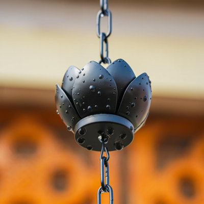 Ensemble de 2 chaînes de pluie noires pour gouttières avec adaptateur