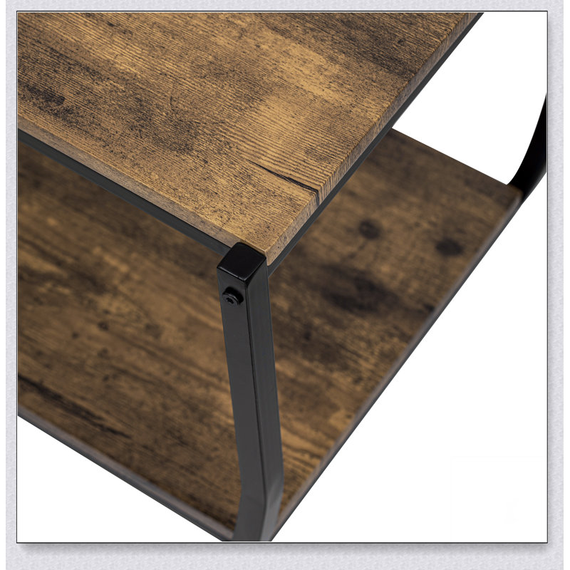 Rustic Industrial Design Demilune Shape Textured Metal Distressed Wood Console Table
