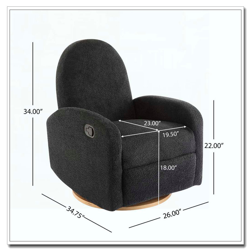 360 Swivel and Glider Recliner Chair, Black