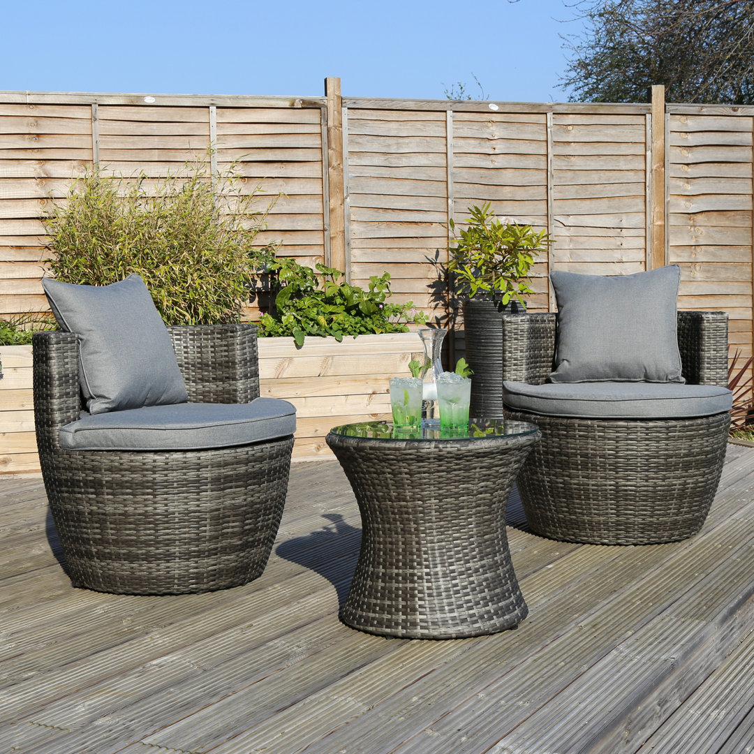 2-Sitzer Lounge-Set Millste aus Rattan