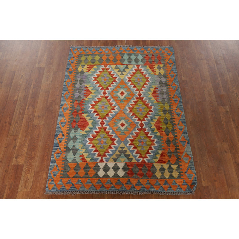 Tapis géométrique en laine Kilim