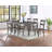 Transitional 7Pc Dining Set Rectangular Table Wood Base Ladder Back Chairs Grey Finish Wooden Dining Room Furniture