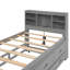 Lit simple avec tête de lit et 3 tiroirs gris - Plateforme en bois massif pour une chambre à coucher relaxante-121104156