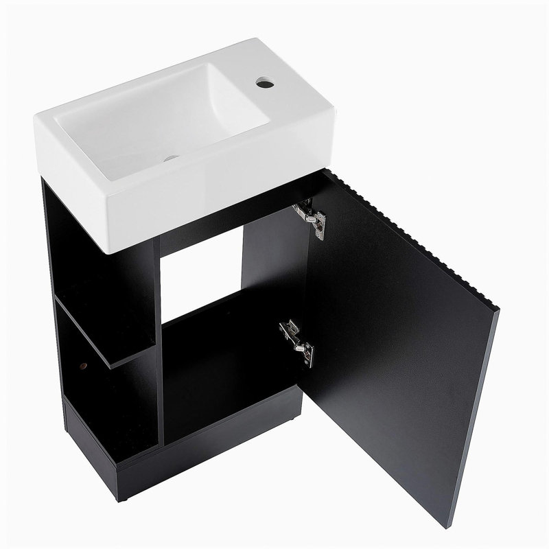 Lavabo de salle de bain de 18,6 pouces avec lavabo, lavabo de salle de bain avec tablettes doubles, direction à gauche ou à droite