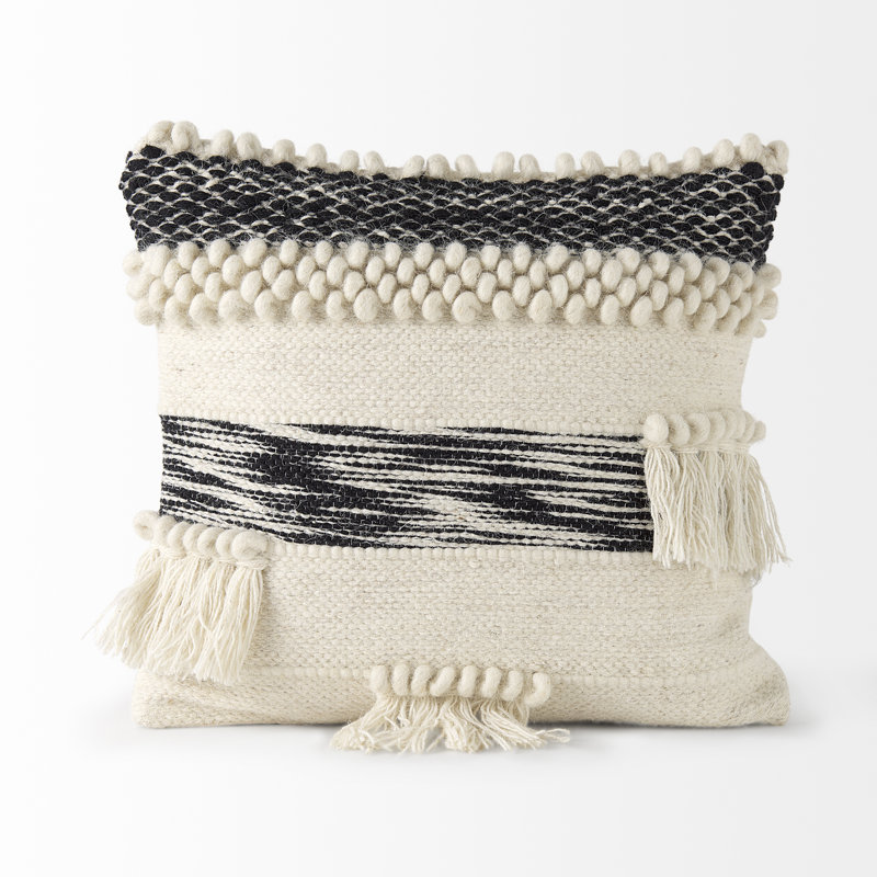 Beardell Tassels Cotton Blend Reversible Pillow Cover