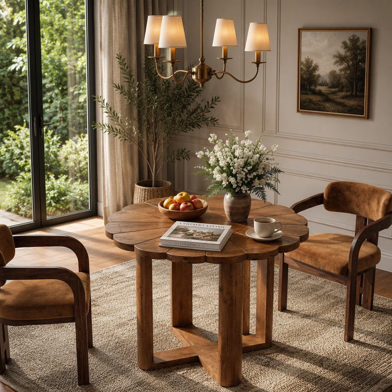 with Solid Wood Base Dining Table