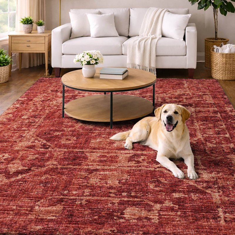 Premium Machine Washable Dream Shag Tribal Medallion Rug, 3' x 5', Spice