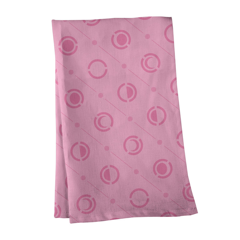 Torchon Moon phases, Rose clair / rouge, Croisé en coton