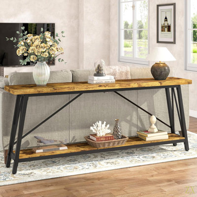 70.9" Extra Long Sofa Table Behind Couch, Industrial Entry Console Table For Hallway, Entryway & Living Room