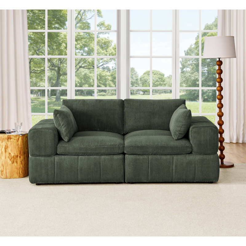 Paulberghwa Corduroy Loveseat, Dark Green