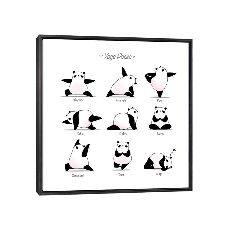 «Yoga Panda II» par Tobias Fonseca - impression d'art graphique, Pas de tapis, H 37 po x l 37 po x P 1,5 po