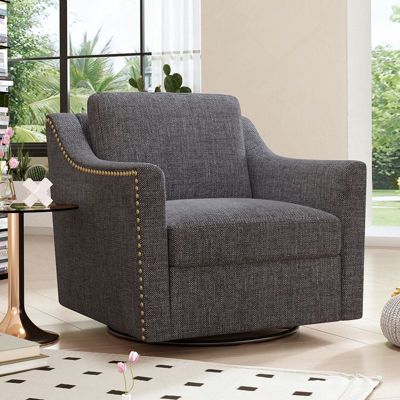 Fauteuil pivotant à 360 degrés, Lin de coton gris