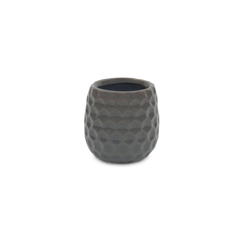 Eddins Handmade Ceramic Pot Planter, Gray, 3.25" H x 2.75" W x 5.75" D