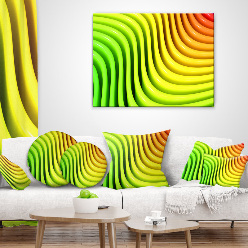  Coussin décoratif abstrait numérique Designart «Rainbow Colors Wave»