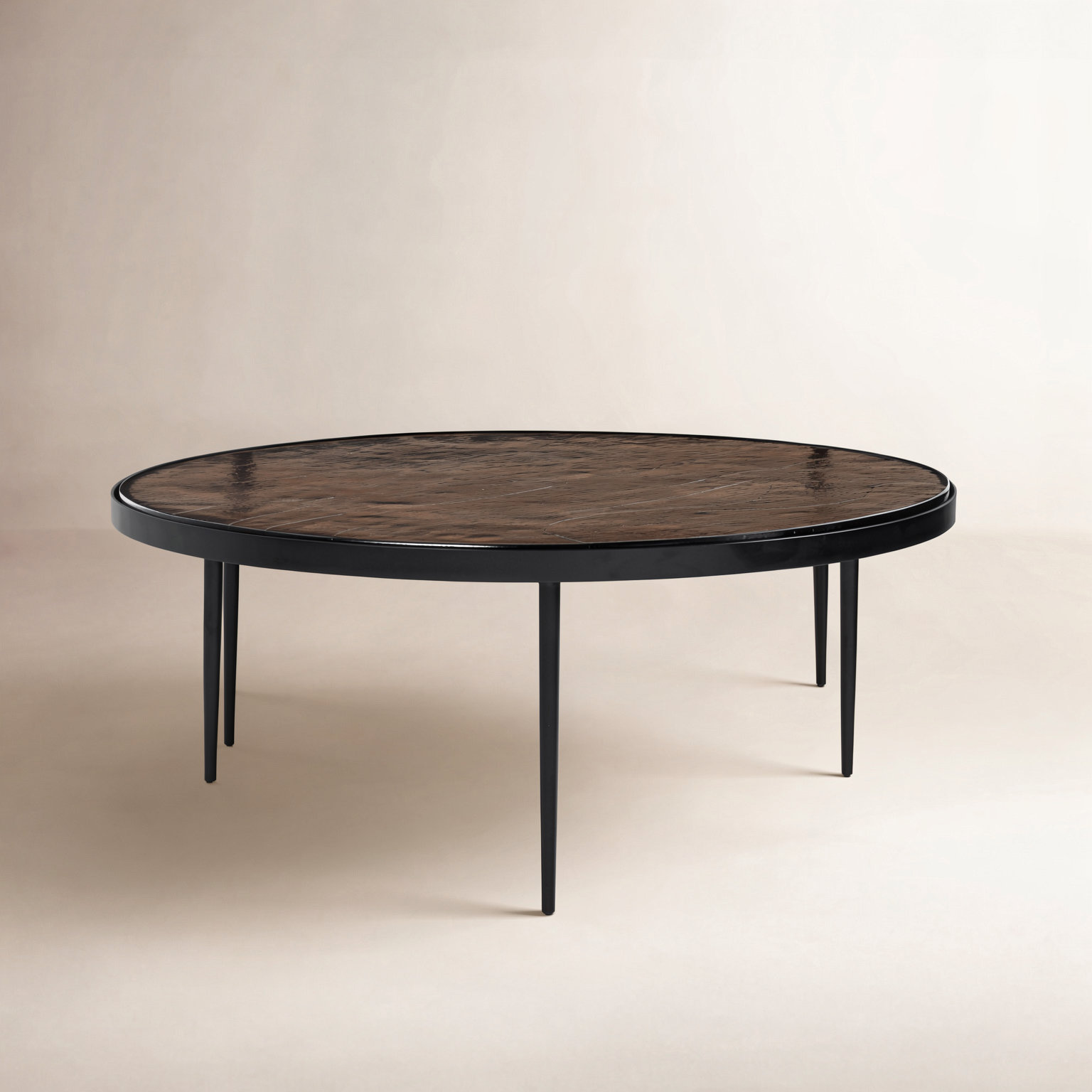 40" Glass Coffee Table, Smoked Brown Cast Glass
