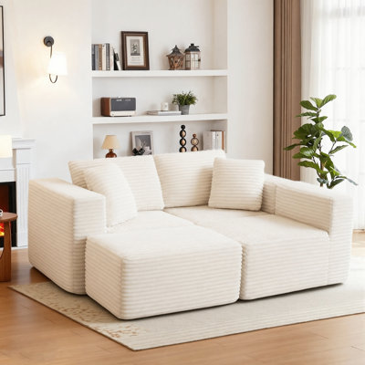 Canapé modulaire 91,1 po sans assemblage modulaire sans compression avec repose-pieds amovible