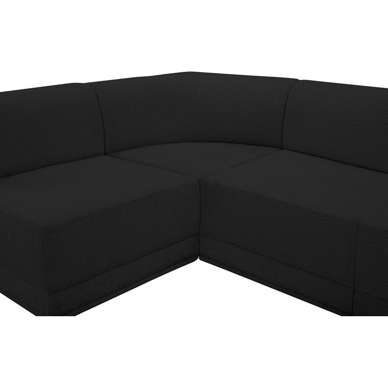 Canapé modulaire rembourré 8 pièces Ollie, Tissu bouclé noir
