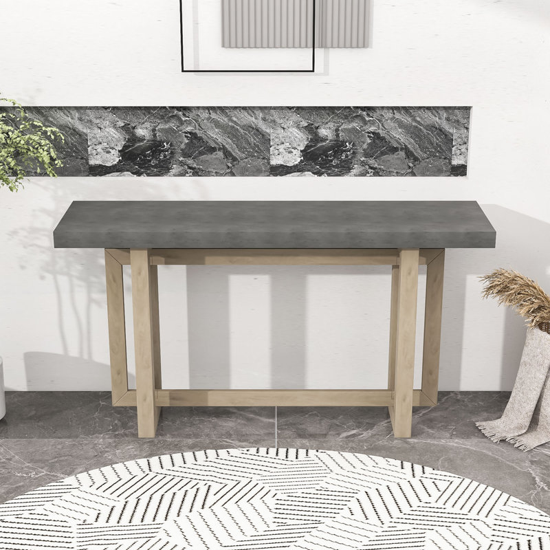 Console moderne et durable avec pieds rectangulaires robustes, Gris foncé, Blanc