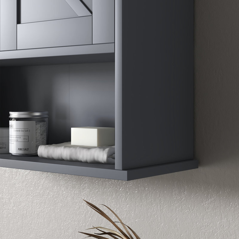 Kleankin Farmhouse Bathroom Wall Cabinet, Gray