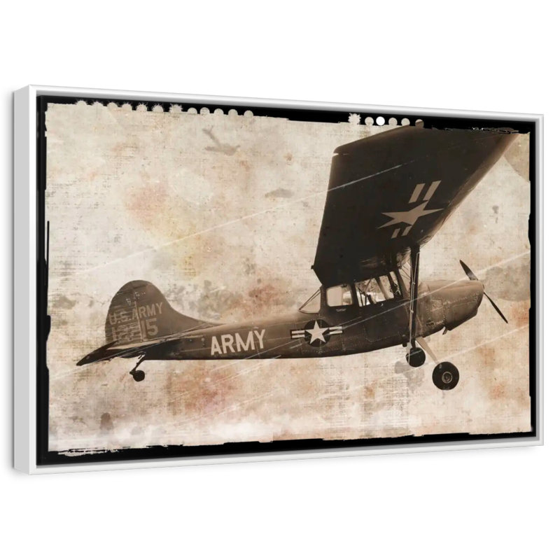 Avion de l’armée, 25 po x 17 po, Cadre flottant blanc