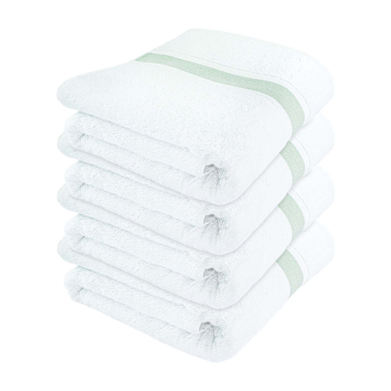 Plush Bath Towel, White/Somon, 4