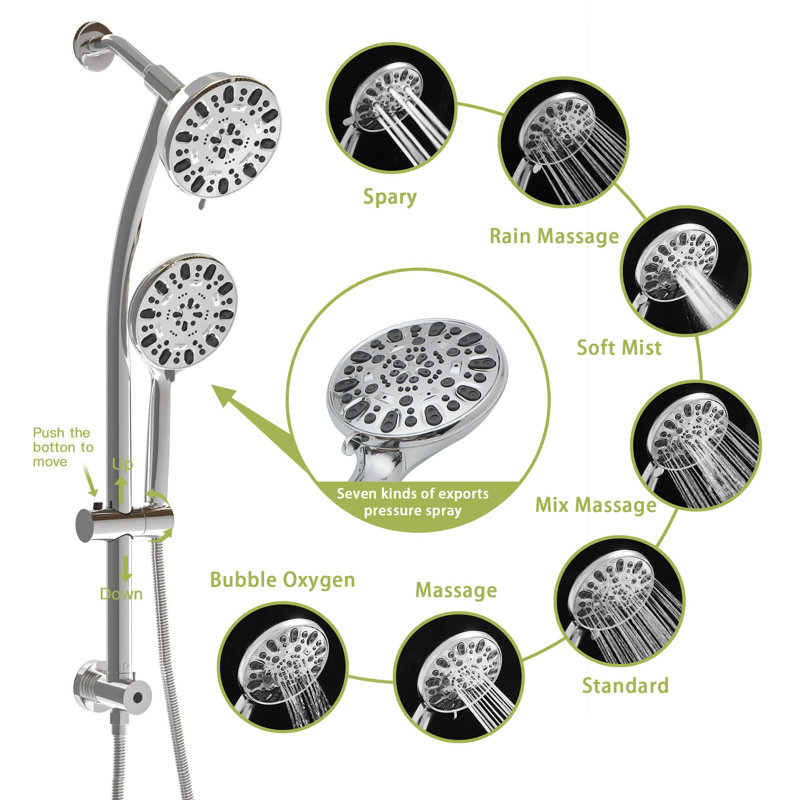 Multi-functional dual shower head shower, Chrome